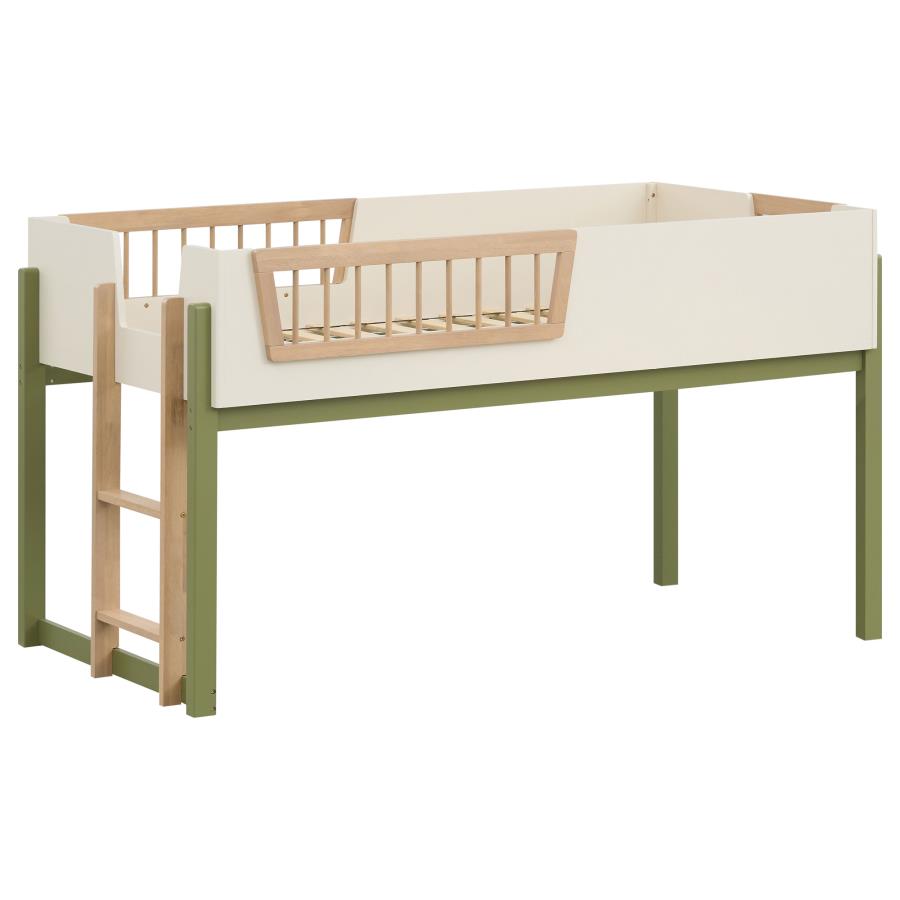 Evren Twin Storage Loft Bed 4-piece Set with Bookcases Tri-Tone