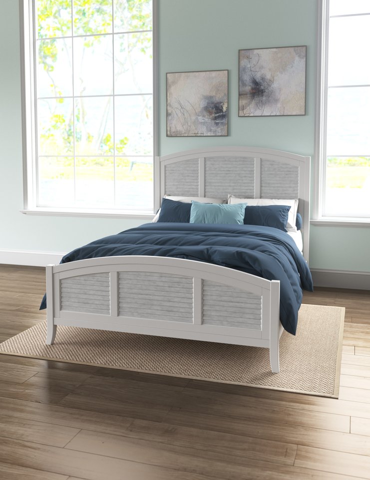 High Tide - Arch Queen Bed in Chalk & White