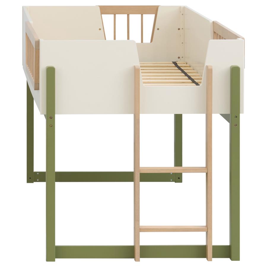 Evren Twin Storage Loft Bed 4-piece Set with Bookcases Tri-Tone