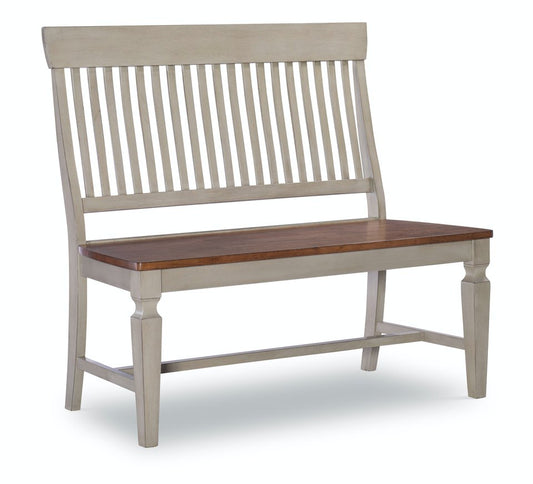 Vista - Slat Back Bench in Hickory & Stone