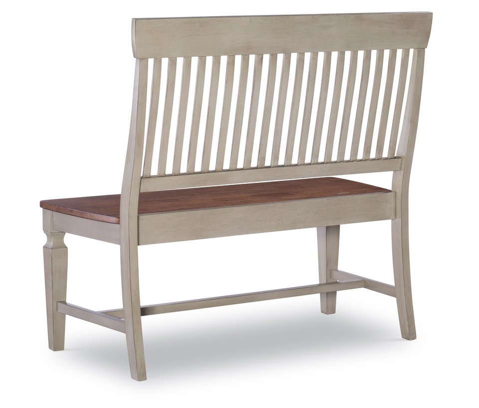 Vista - Slat Back Bench in Hickory & Stone