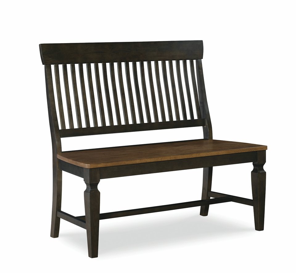 Vista - Slat Back Bench in Hickory & Coal