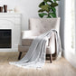Herringbone Throw Blanket with Fringed Edges