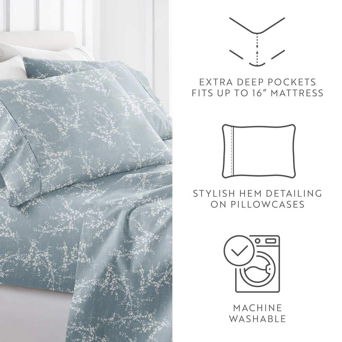 Distressed Willow 4-Piece Patterned Sheet Set