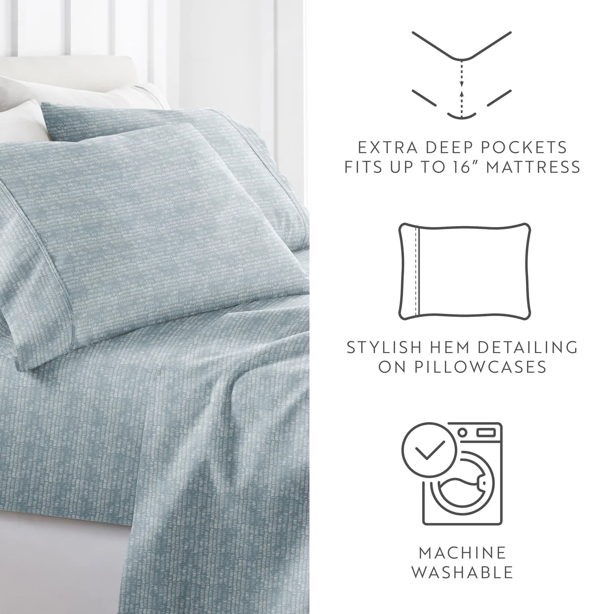 Dashed Lines 4-Piece Patterned Sheet Set