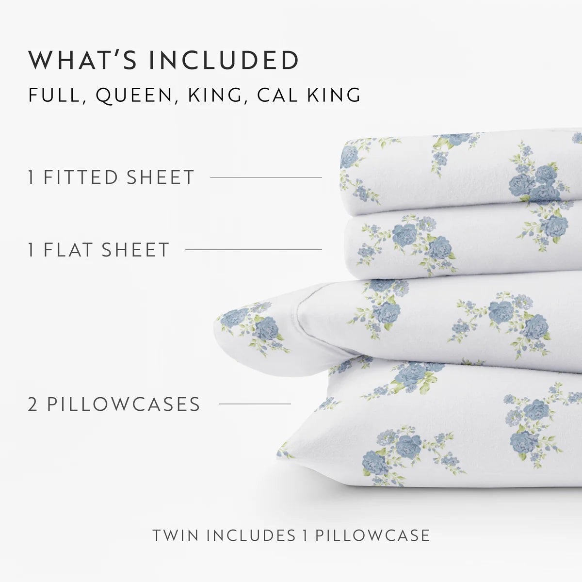 Rose Bunch 4-Piece 100% Cotton Flannel Sheet Set