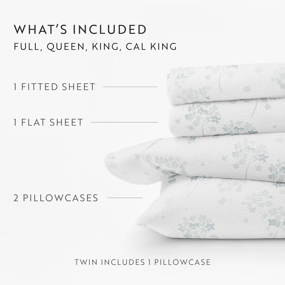 Flower Bunch 4-Piece 100% Cotton Flannel Sheet Set