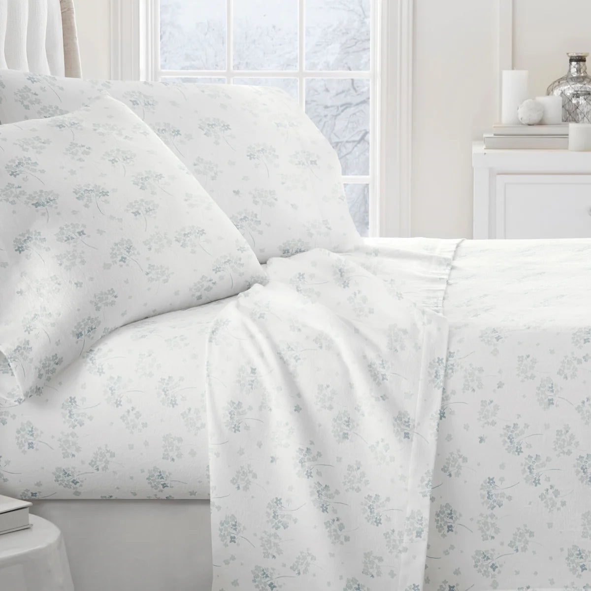 Flower Bunch 4-Piece 100% Cotton Flannel Sheet Set