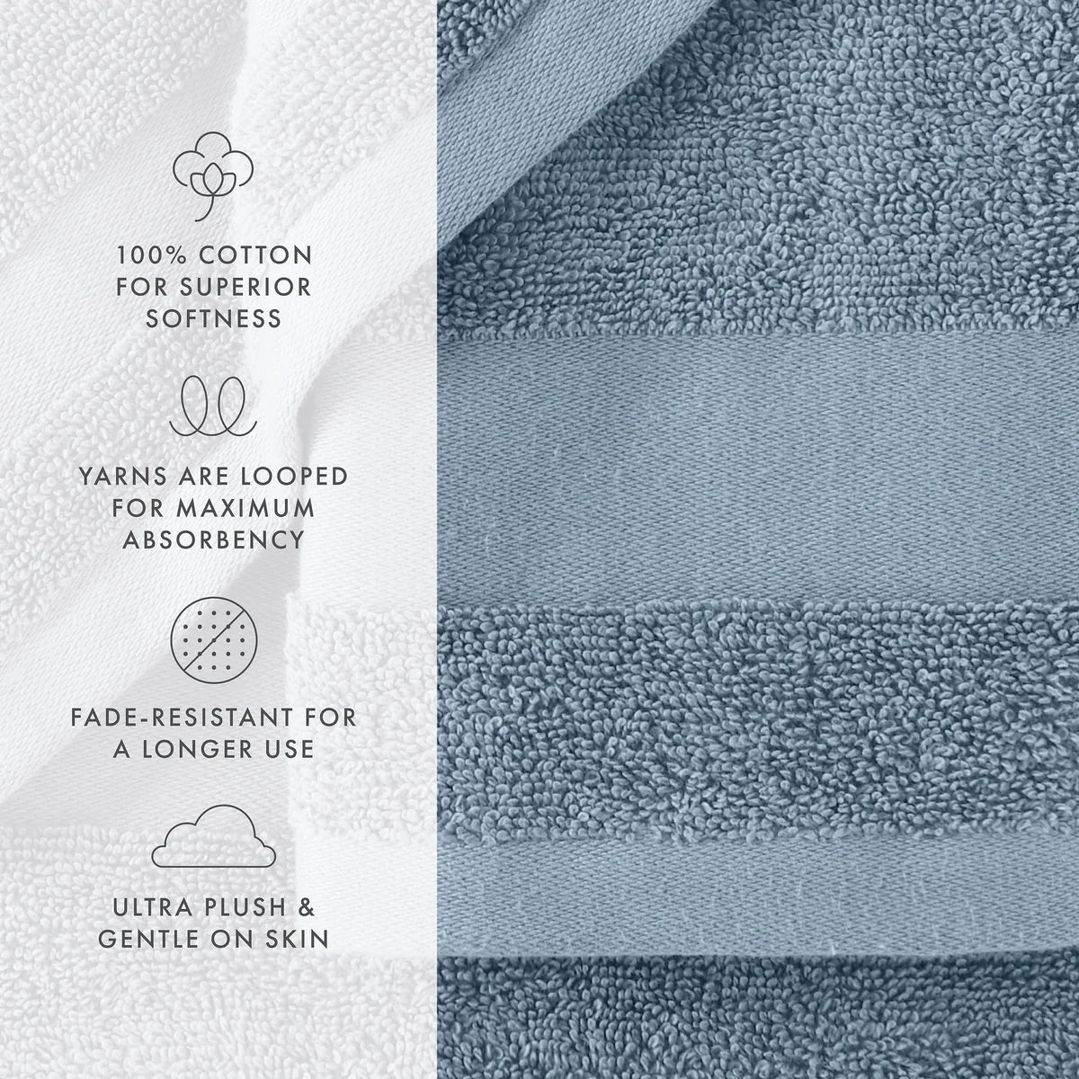 6-Piece Hotel-Quality 100% Cotton Bath Towel Set