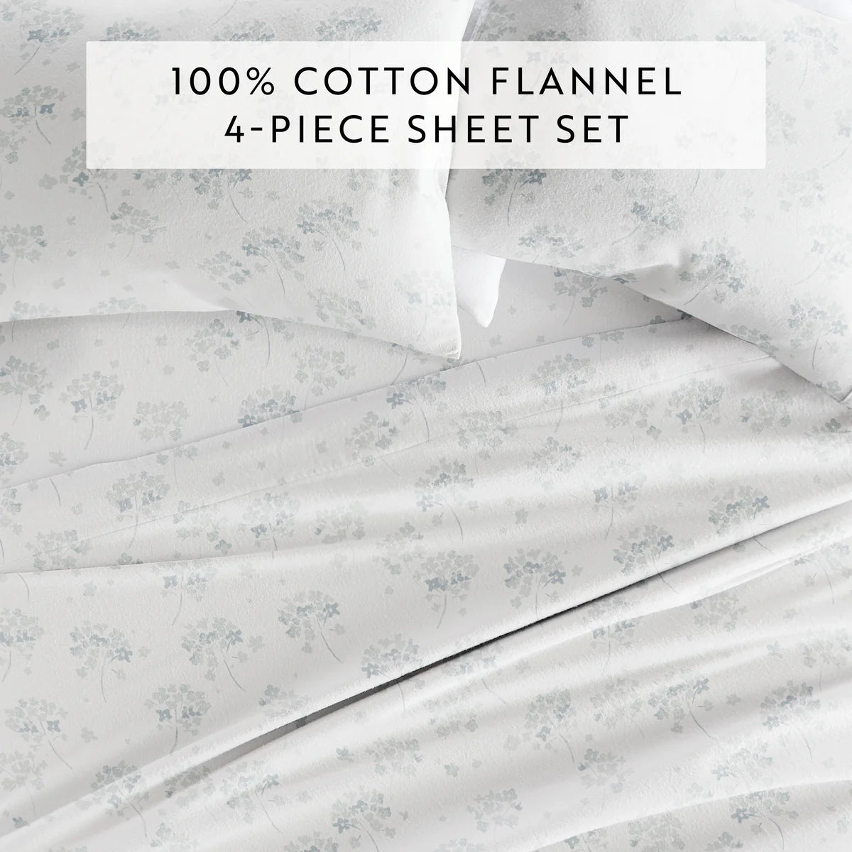 Flower Bunch 4-Piece 100% Cotton Flannel Sheet Set