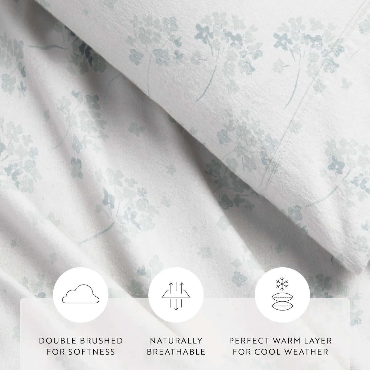 Flower Bunch 4-Piece 100% Cotton Flannel Sheet Set