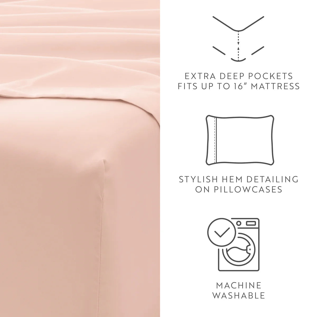 6-Piece Double Brushed Solid Sheet Set