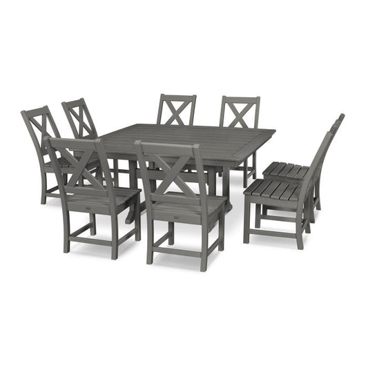 POLYWOOD Braxton 9-Piece Nautical Trestle Dining Set FREE SHIPPING