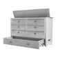 Kona Queen Size Wooden Cabinet Bed w/ Rattan Decor, USB Port, Drawer & 6-Inch Tri-fold Memory Foam Mattress - FREE SHIPPING !!!