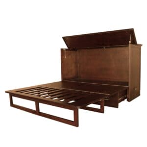 Universal Queen Size Wooden Cabinet Bed w/ Rattan Decor, USB Port, Drawer & 6-Inch Tri-fold Memory Foam Mattress - FREE SHIPPING !!!