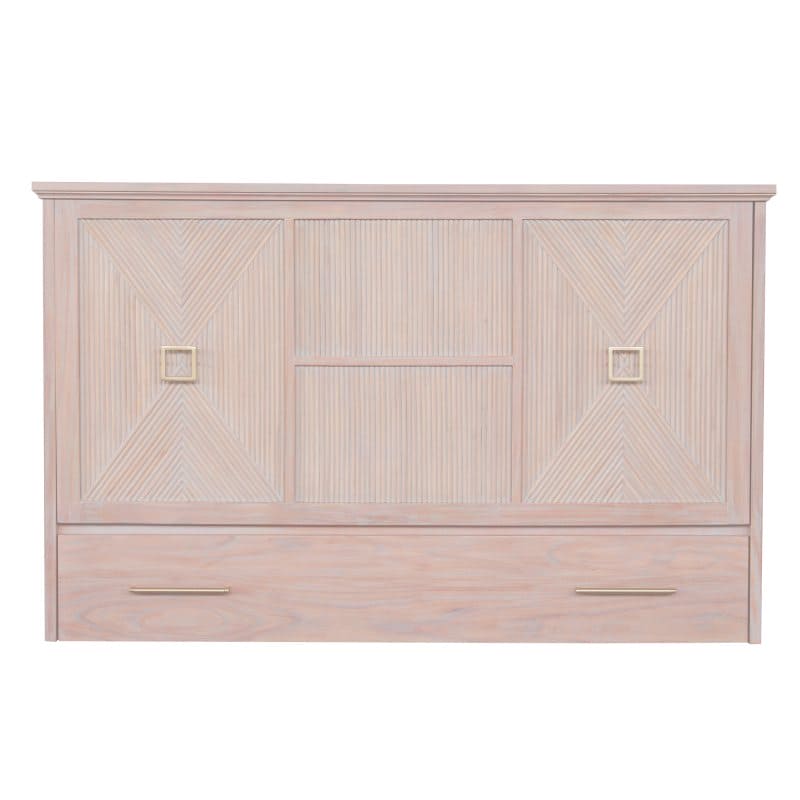 Universal Queen Size Wooden Cabinet Bed w/ Rattan Decor, USB Port, Drawer & 6-Inch Tri-fold Memory Foam Mattress - FREE SHIPPING !!!