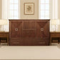 Universal Queen Size Wooden Cabinet Bed w/ Rattan Decor, USB Port, Drawer & 6-Inch Tri-fold Memory Foam Mattress - FREE SHIPPING !!!