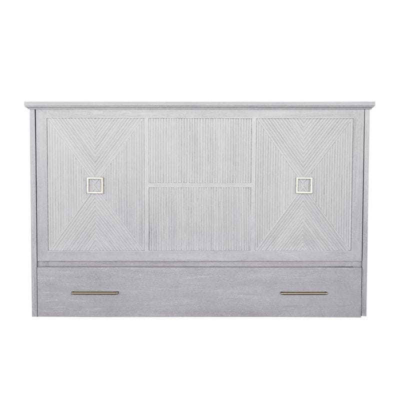 Universal Queen Size Wooden Cabinet Bed w/ Rattan Decor, USB Port, Drawer & 6-Inch Tri-fold Memory Foam Mattress - FREE SHIPPING !!!