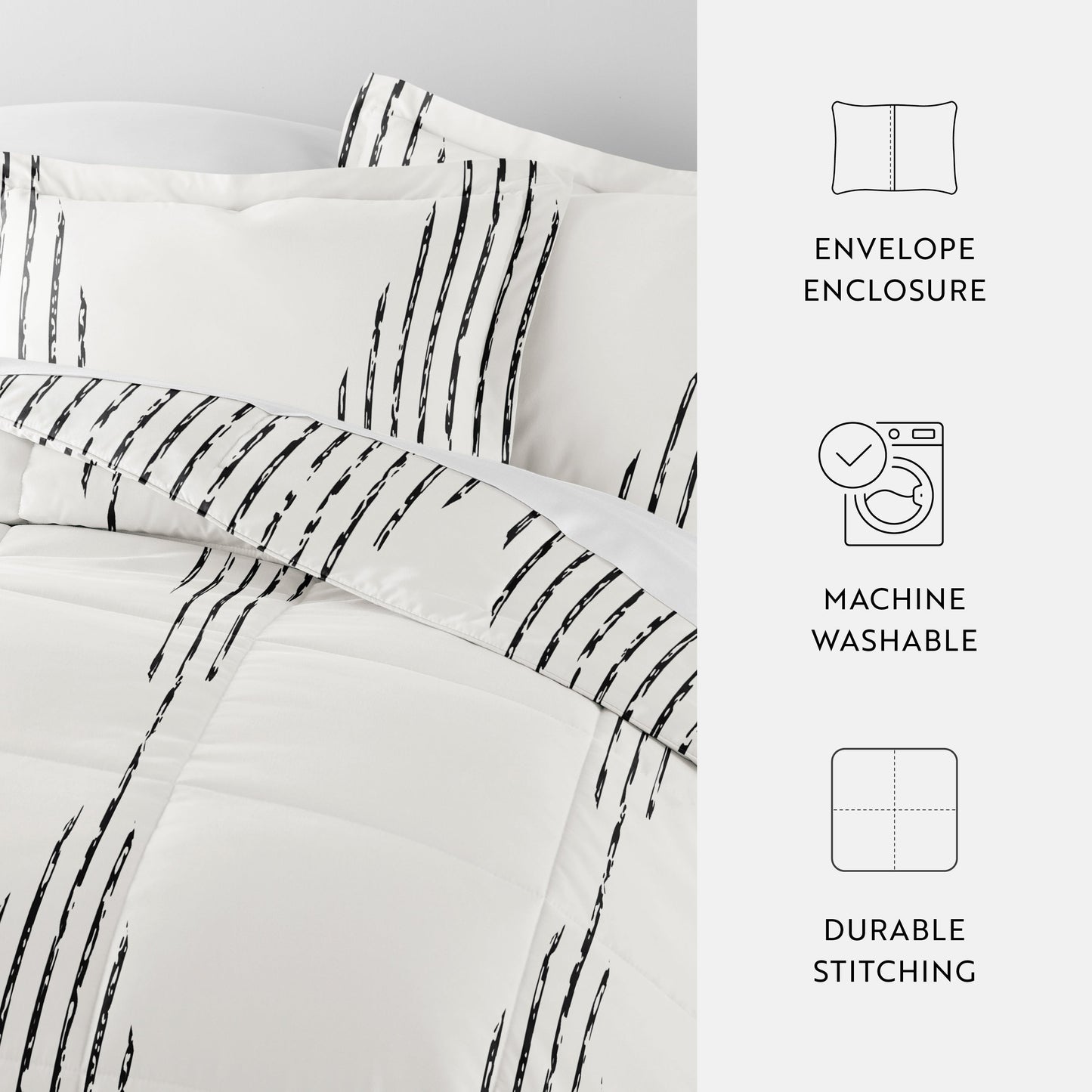 Diamond Stripe Patterned Down-Alternative Comforter Set