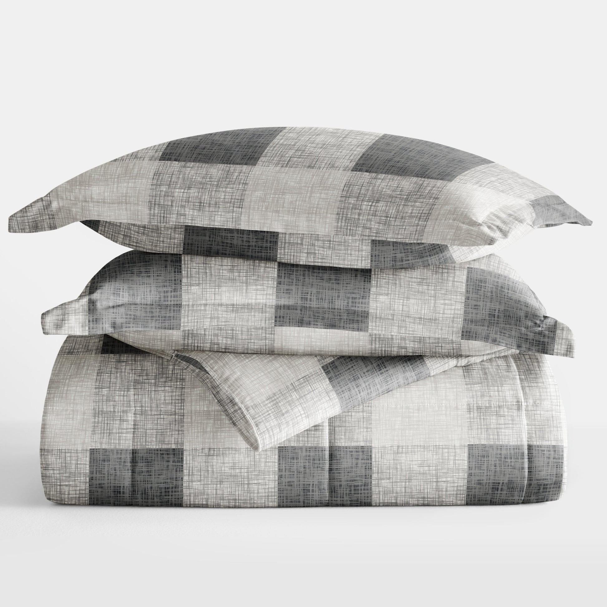 Gingham Patterned Down-Alternative Comforter Set