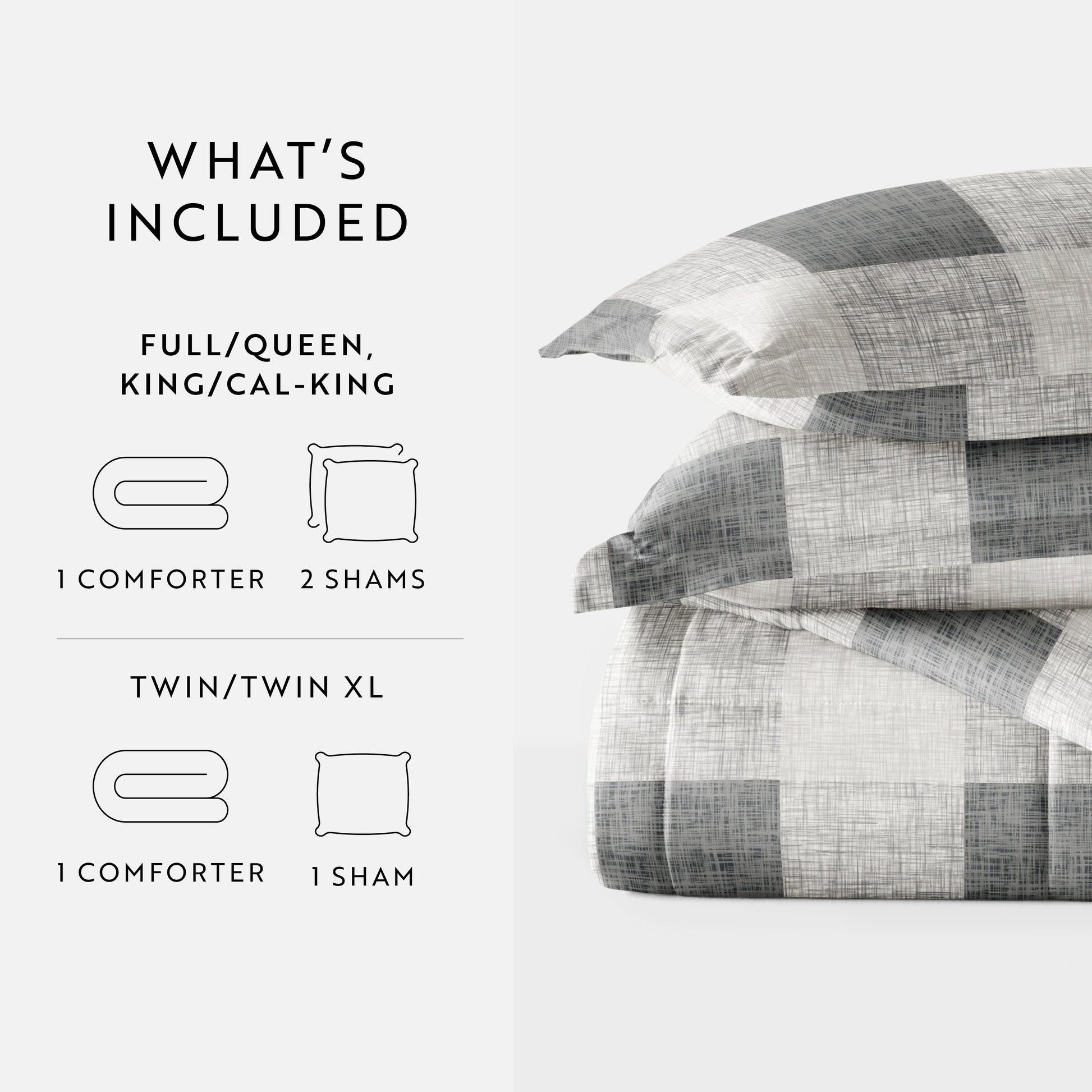 Gingham Patterned Down-Alternative Comforter Set