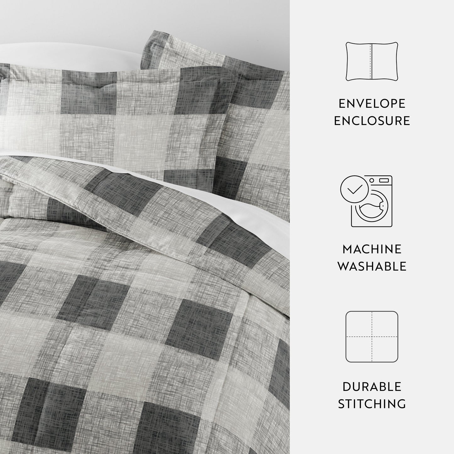 Gingham Patterned Down-Alternative Comforter Set