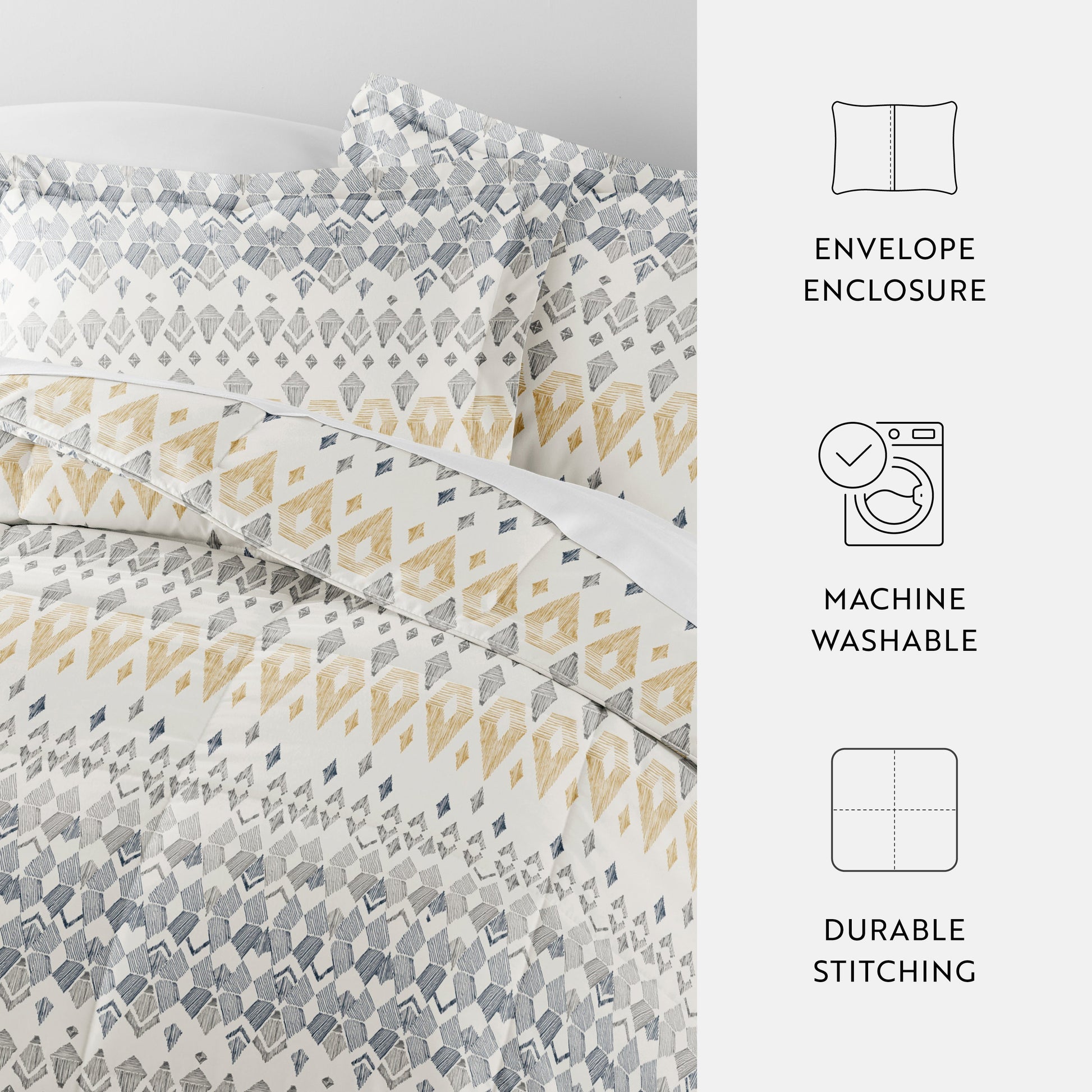 Mayan Stamp Patterned Down-Alternative Comforter Set