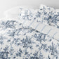 Cabbage Rose Stripe Reversible Patterned Down-Alternative Comforter Set