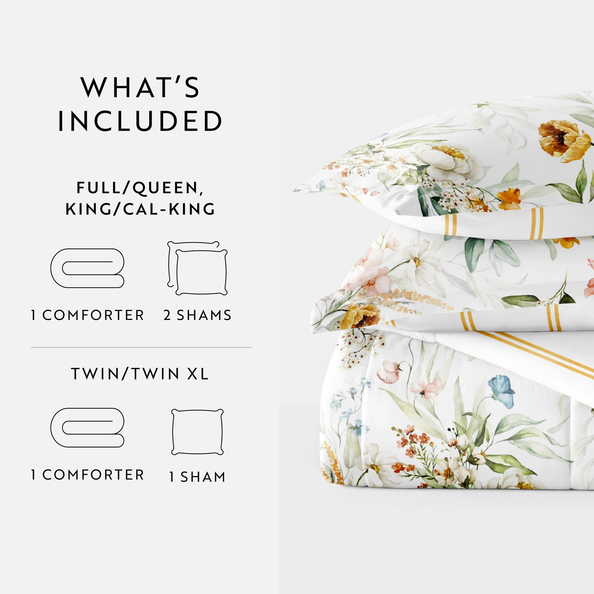 Chintz Floral Stripe Reversible Patterned Down-Alternative Comforter Set
