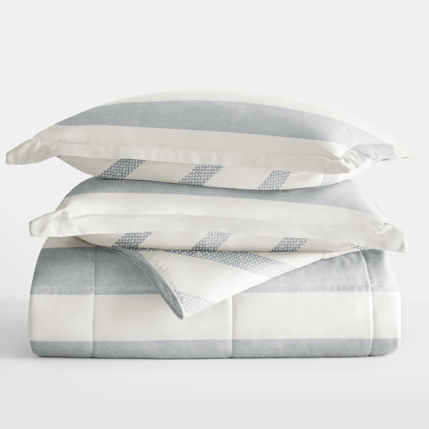 Distressed Stripe Patterned Down-Alternative Comforter Set