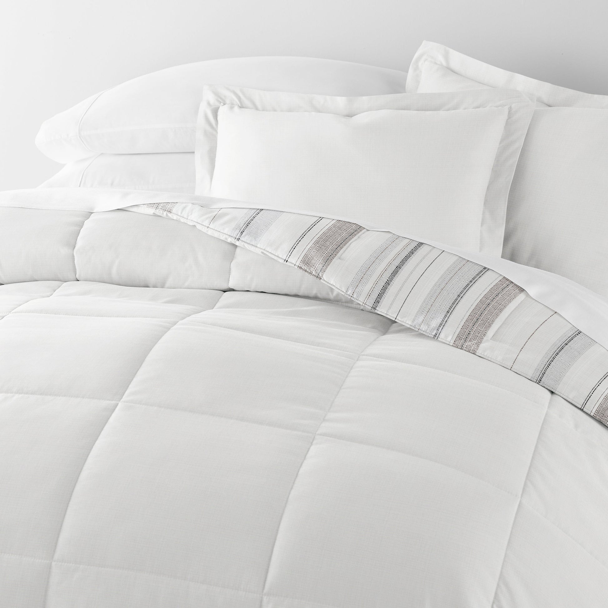 Vertical Stripe Reversible Patterned Down-Alternative Comforter Set