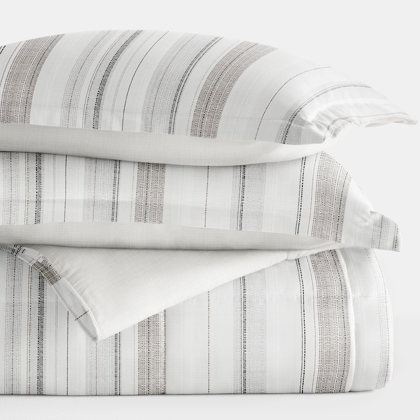 Vertical Stripe Reversible Patterned Down-Alternative Comforter Set