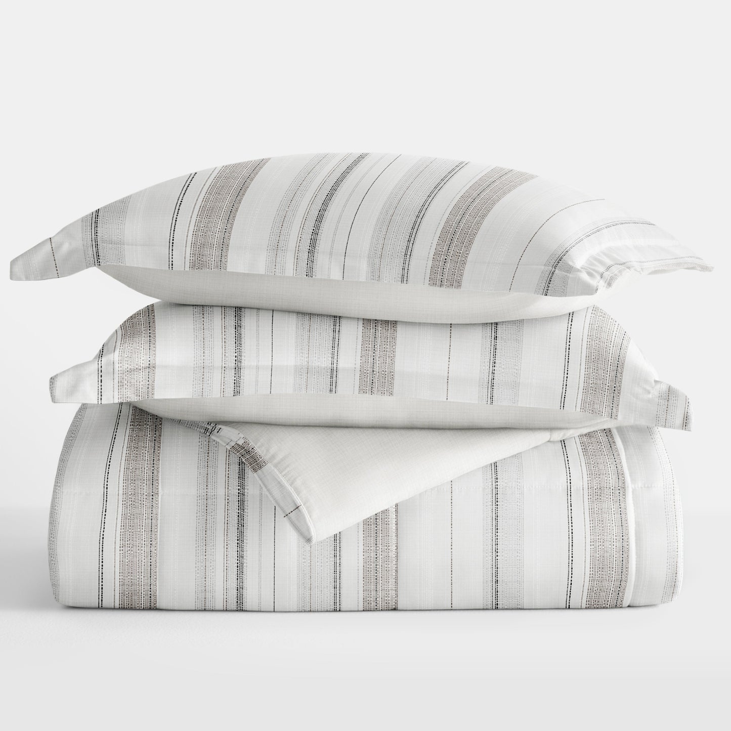 Vertical Stripe Reversible Patterned Down-Alternative Comforter Set