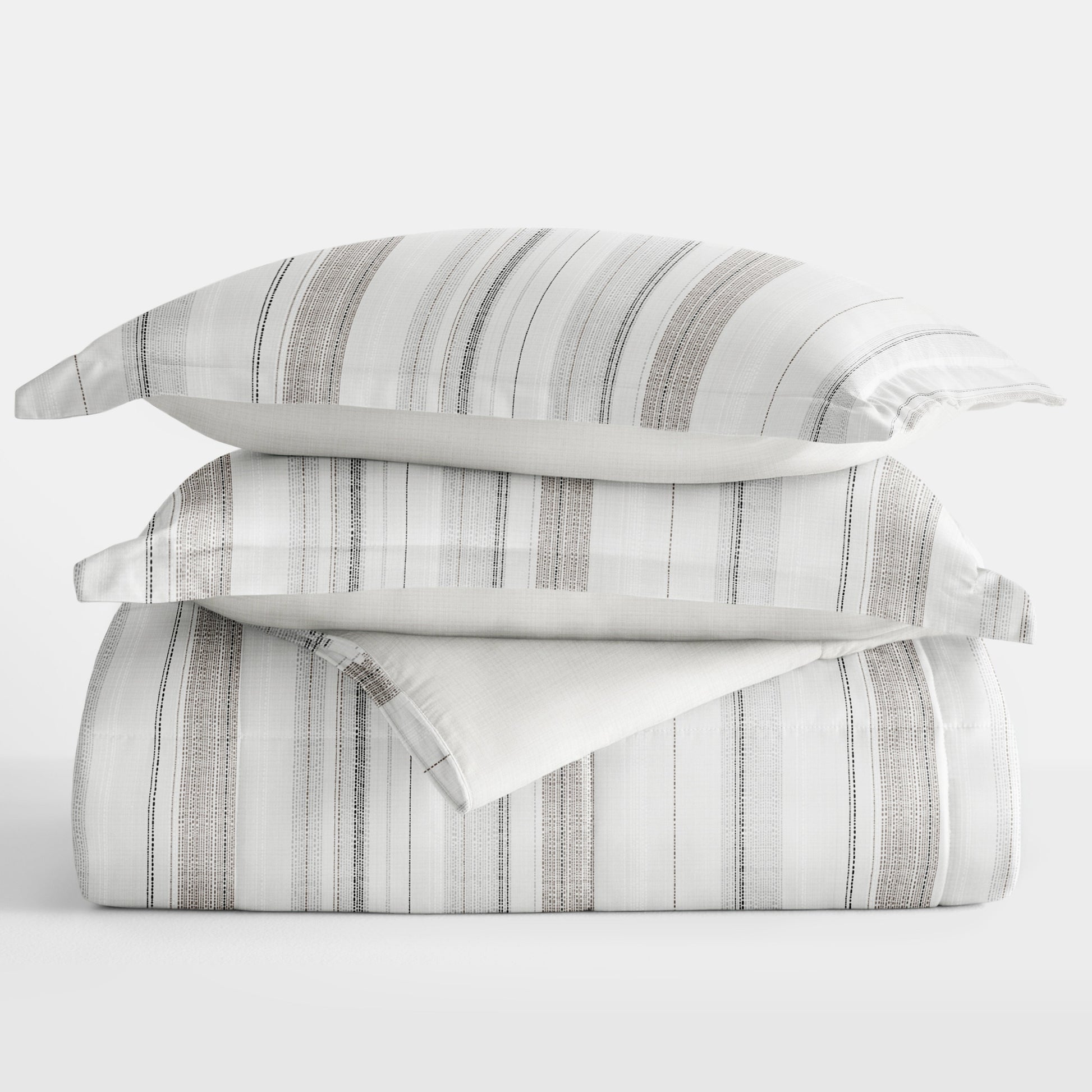 Vertical Stripe Reversible Patterned Down-Alternative Comforter Set
