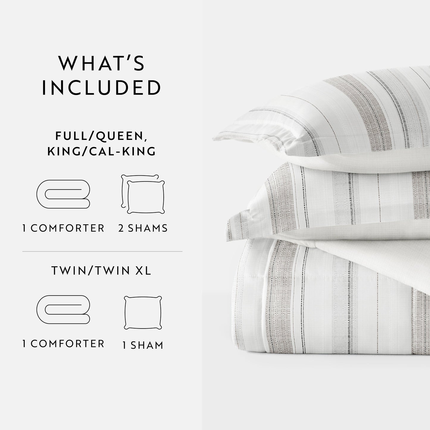 Vertical Stripe Reversible Patterned Down-Alternative Comforter Set