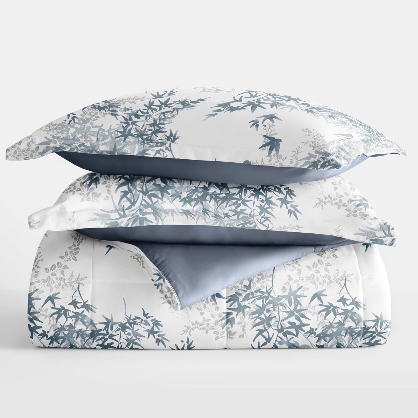 Bamboo Leaves Reversible Patterned Down-Alternative Comforter Set