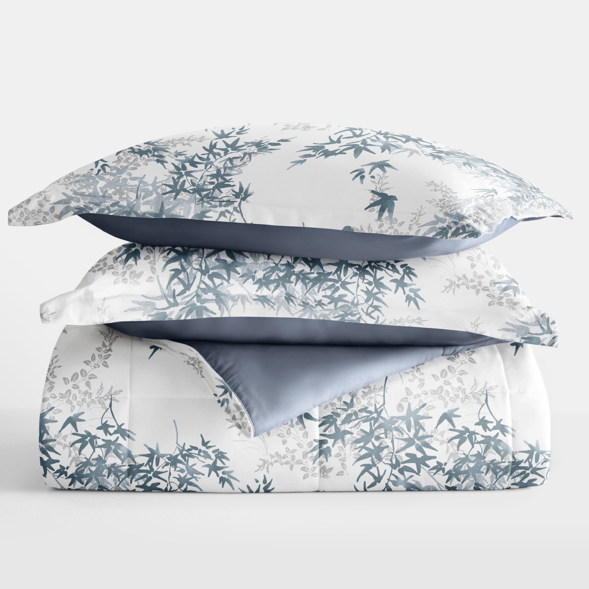 Bamboo Leaves Reversible Patterned Down-Alternative Comforter Set