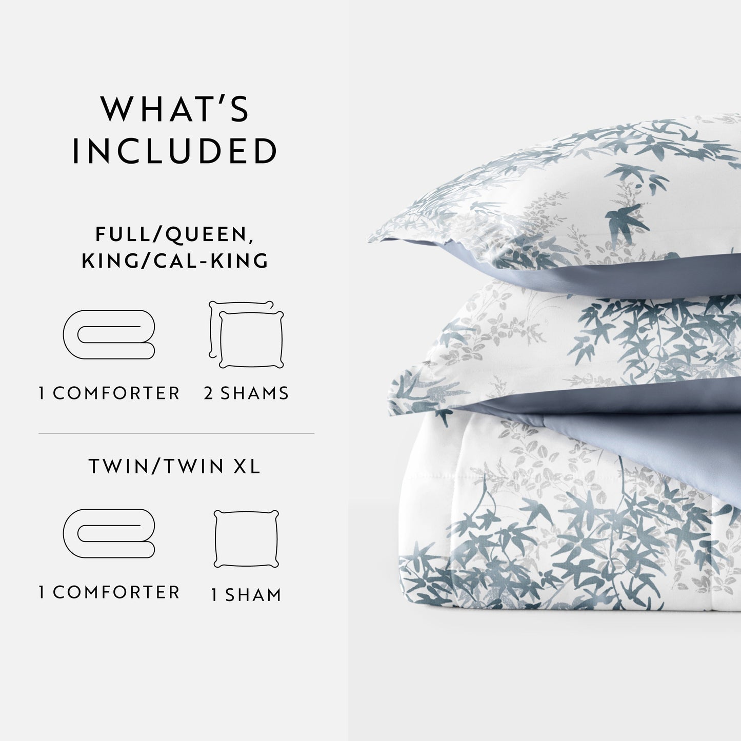 Bamboo Leaves Reversible Patterned Down-Alternative Comforter Set