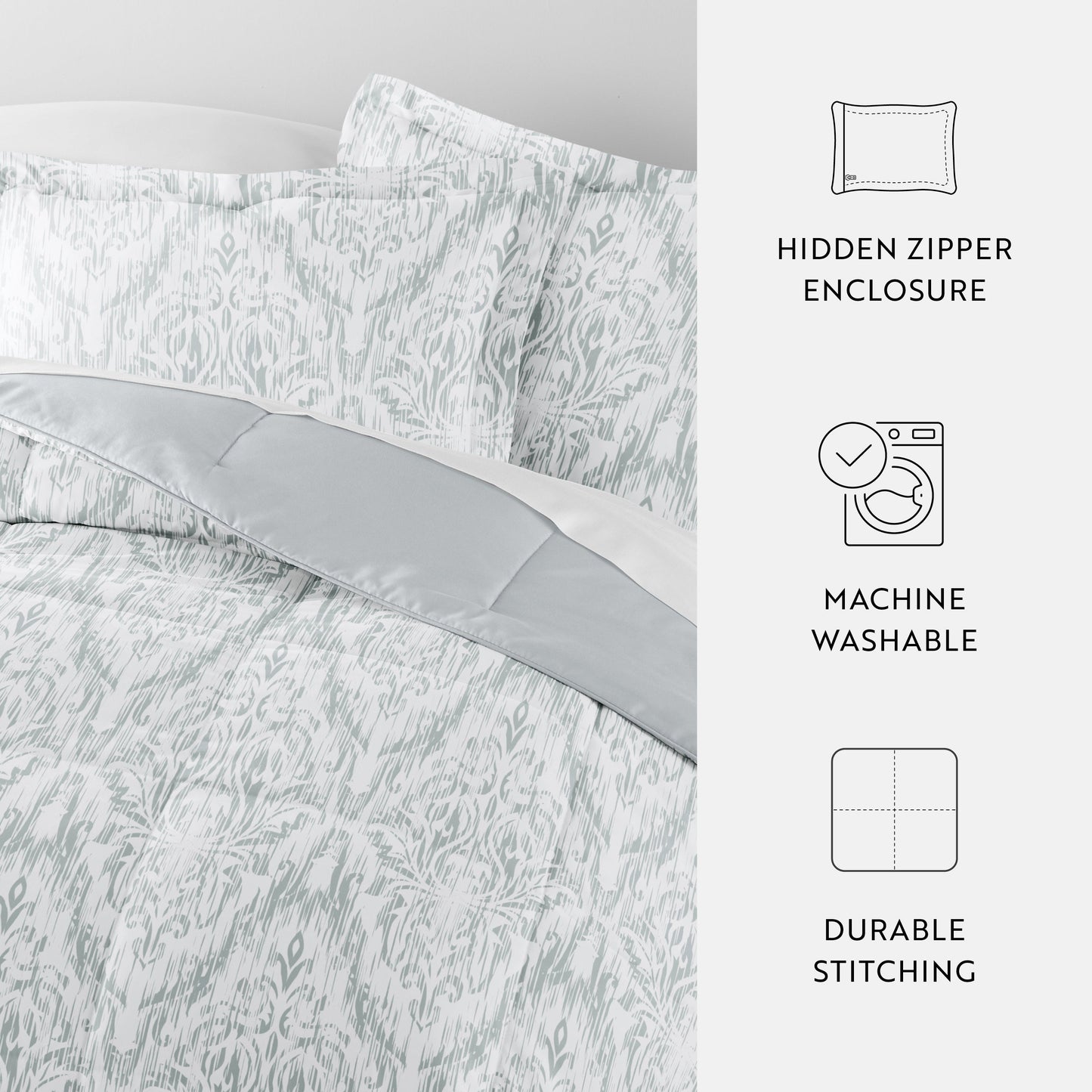 English Countryside Reversible Patterned Down-Alternative Comforter Set