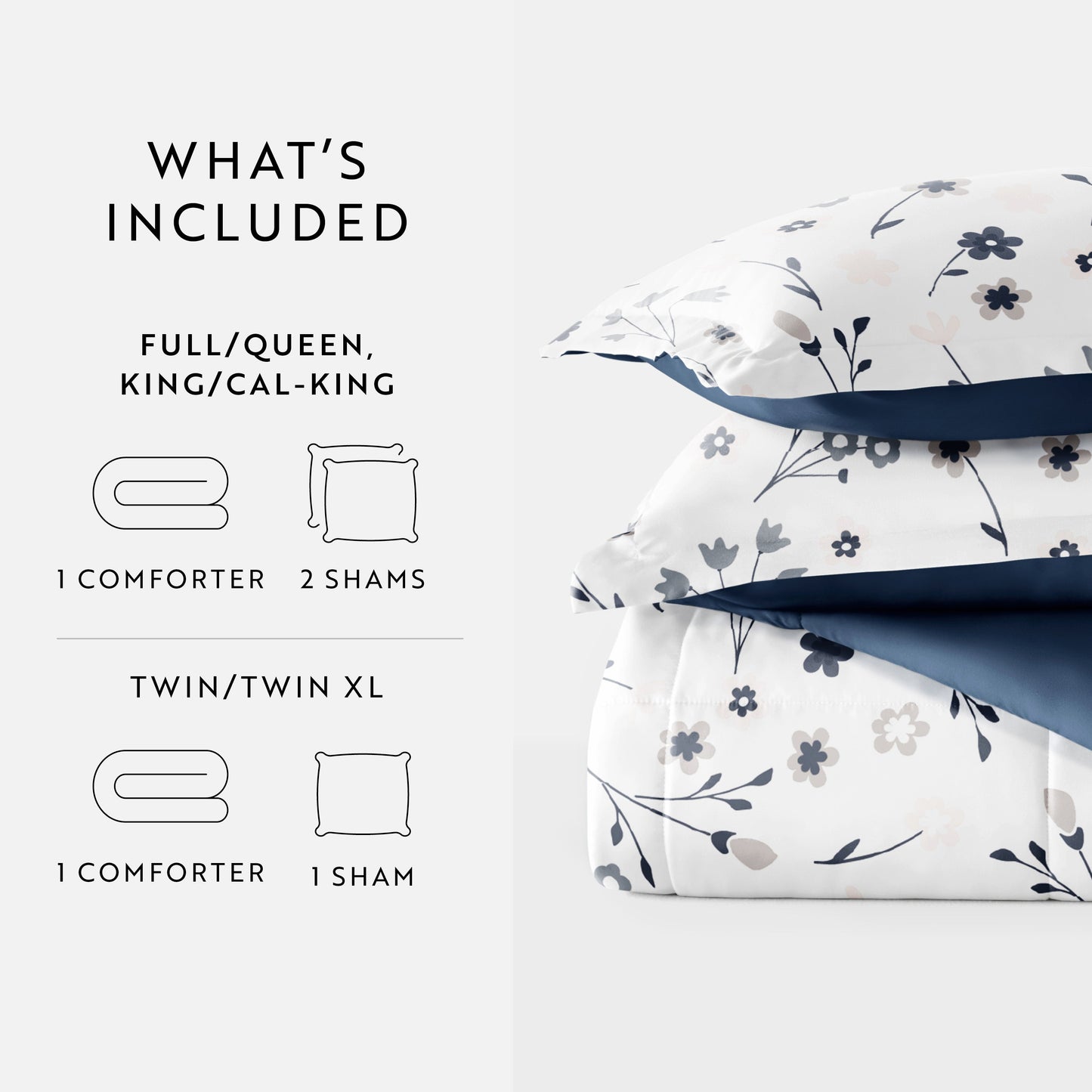 Forget Me Not Reversible Patterned Down-Alternative Comforter Set
