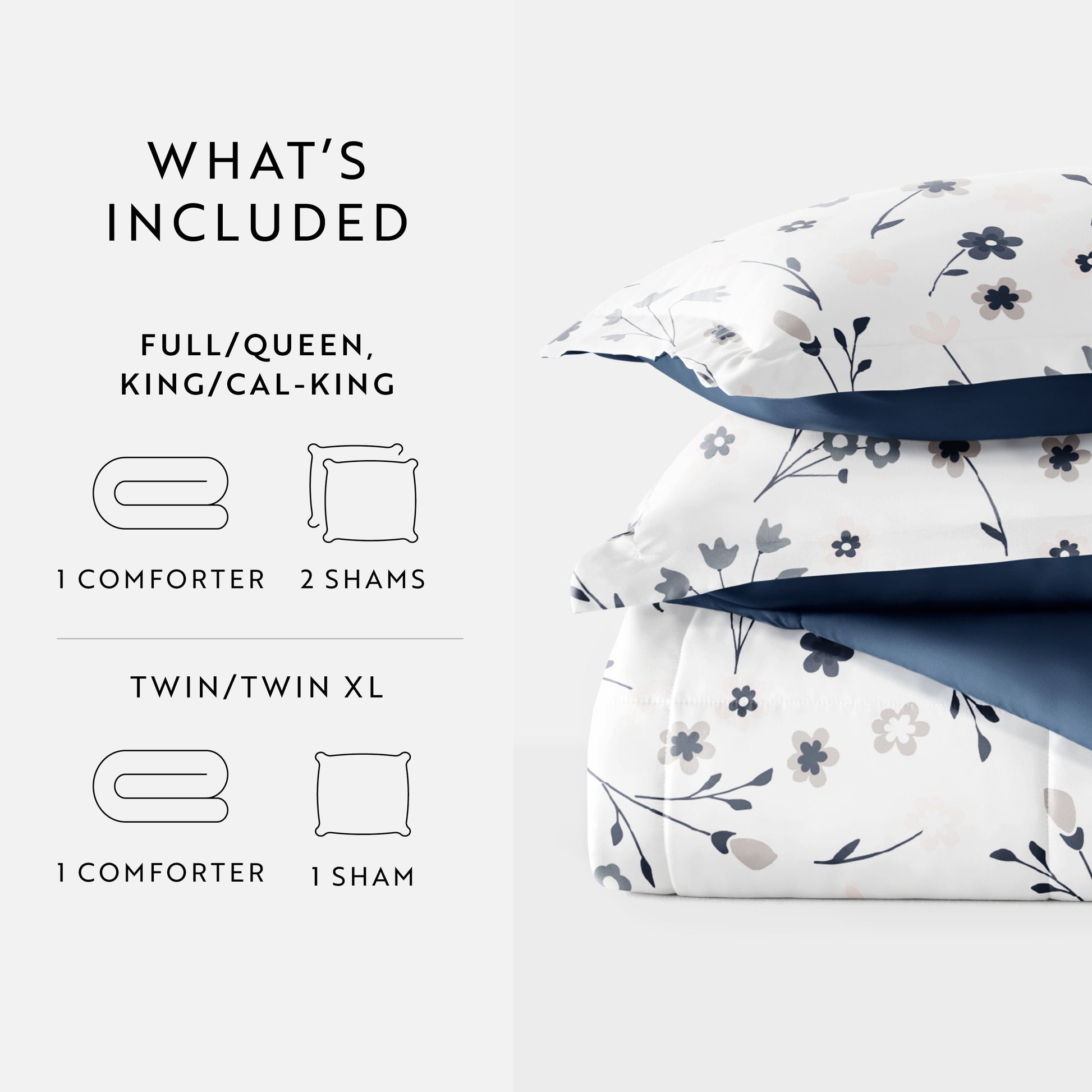 Forget Me Not Reversible Patterned Down-Alternative Comforter Set