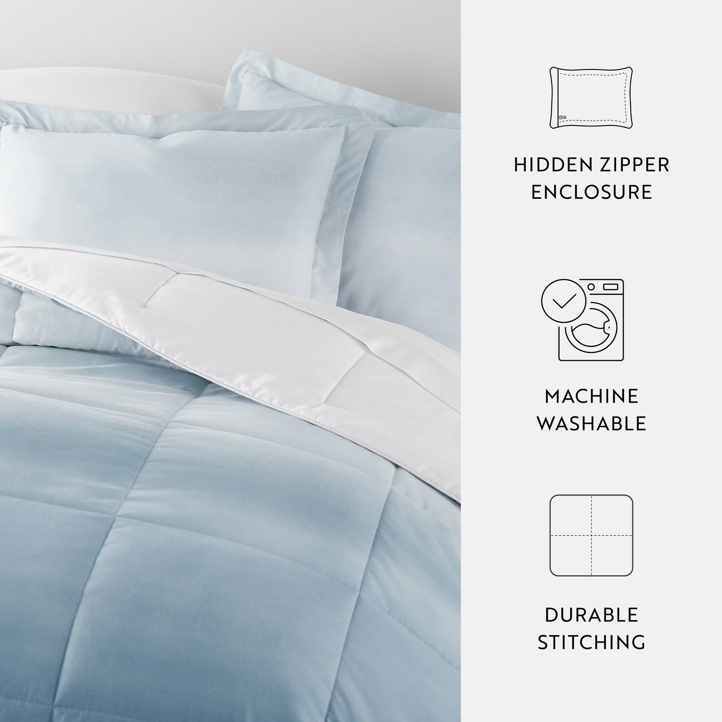 Ocean Waves Reversible Patterned Down-Alternative Comforter Set