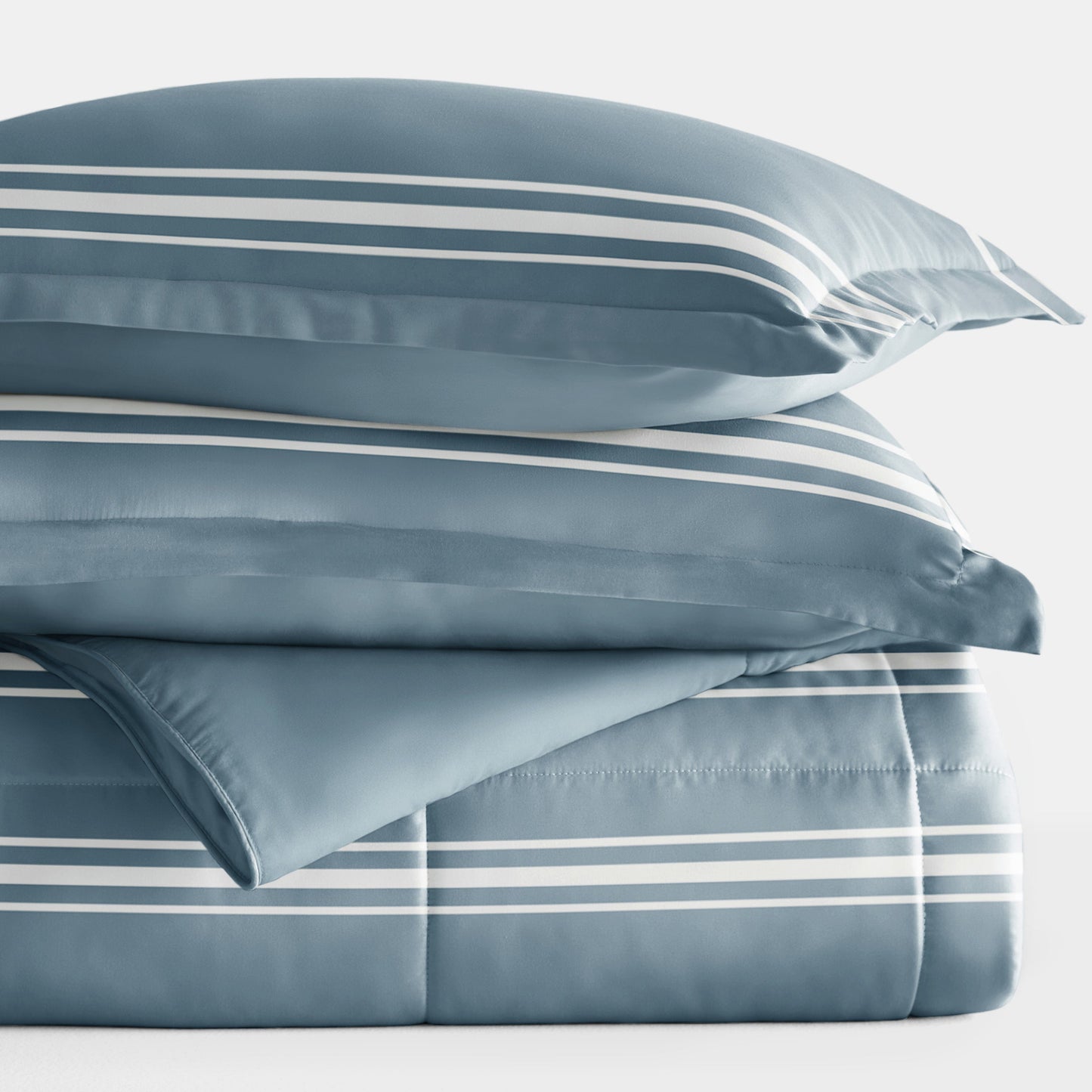 Soft Stripe Reversible Patterned Down-Alternative Comforter Set
