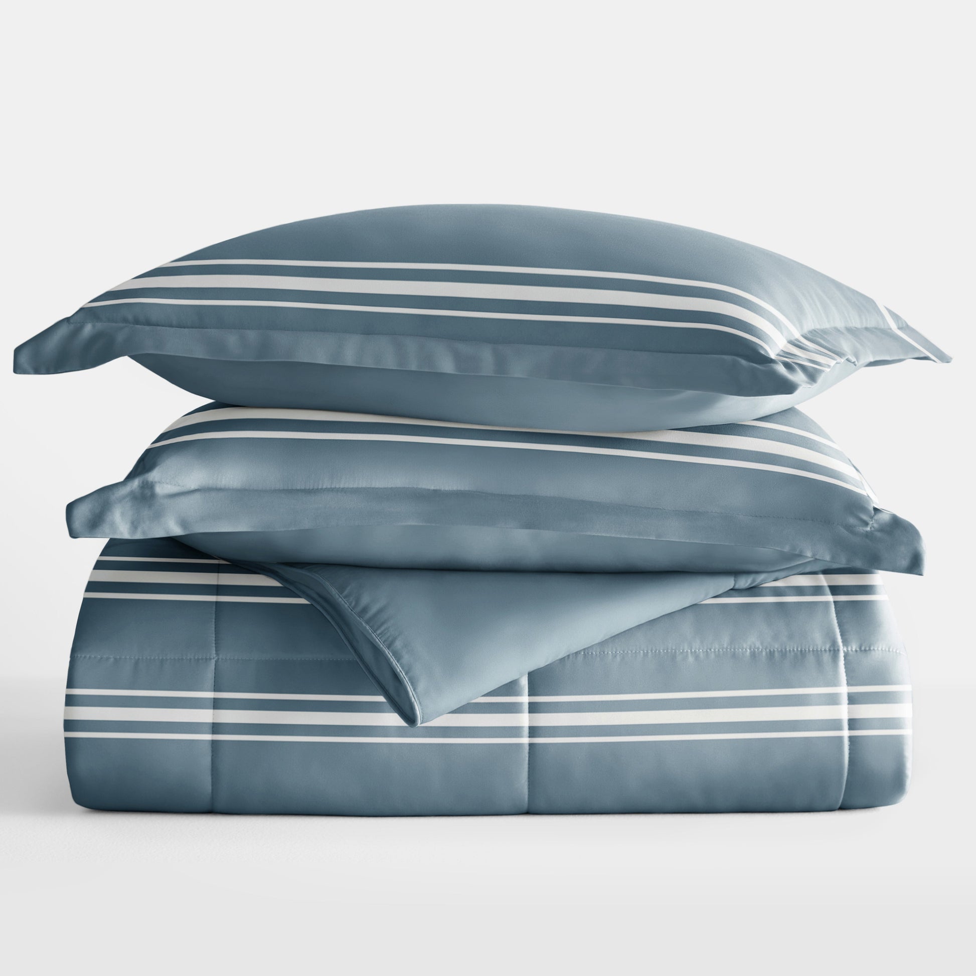 Soft Stripe Reversible Patterned Down-Alternative Comforter Set