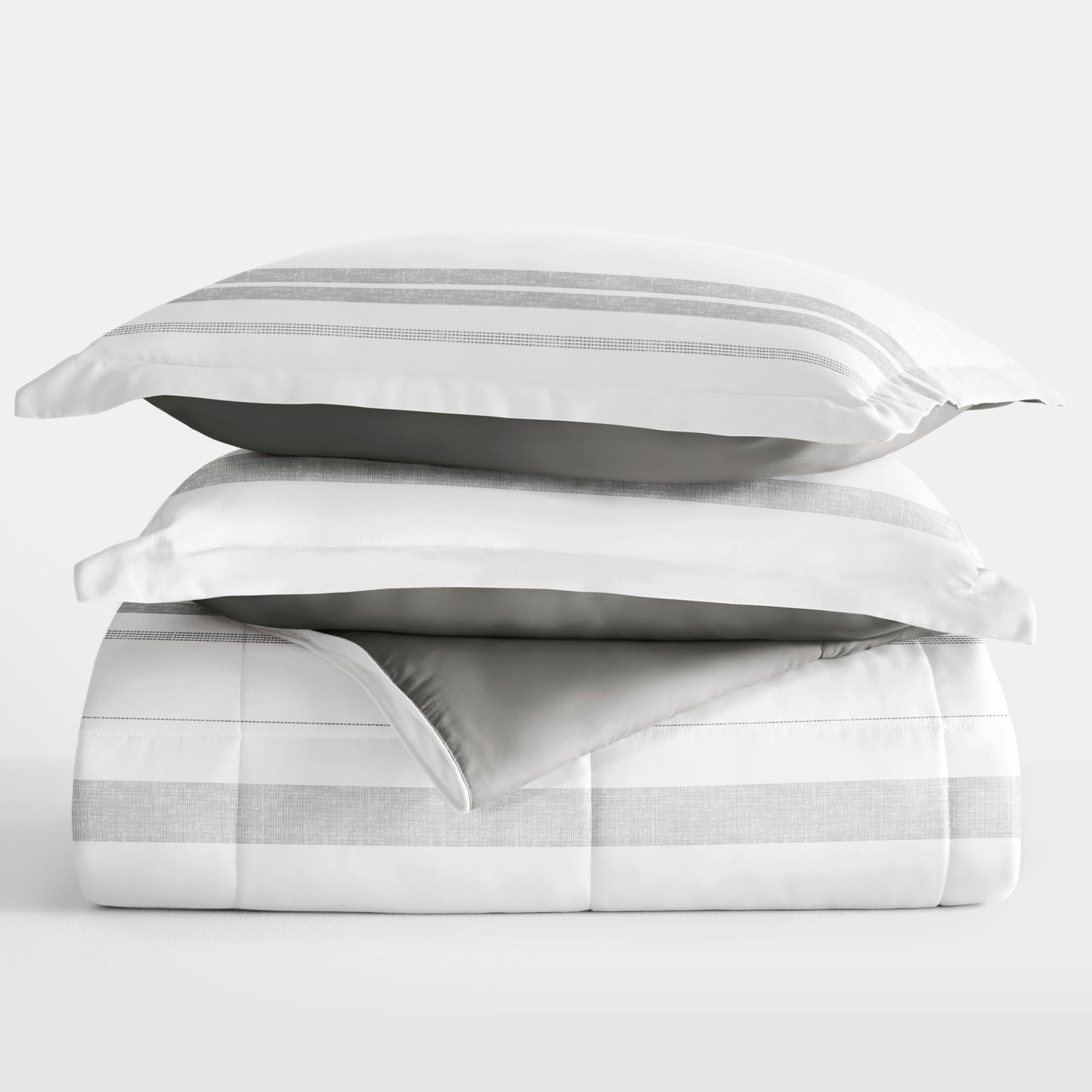 Stitched Stripe Reversible Patterned Down-Alternative Comforter Set