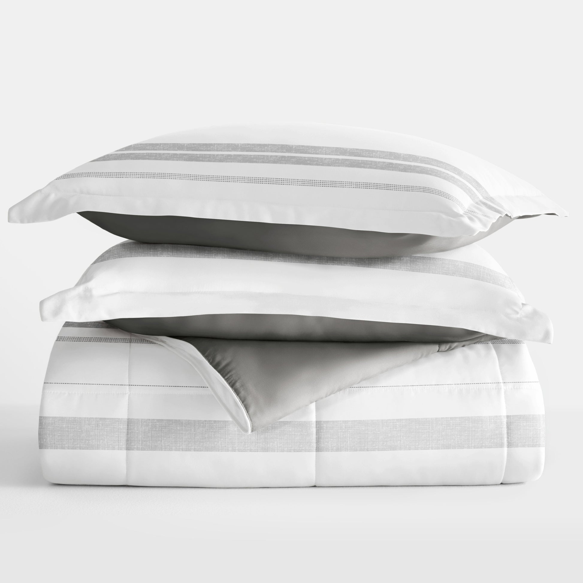 Stitched Stripe Reversible Patterned Down-Alternative Comforter Set