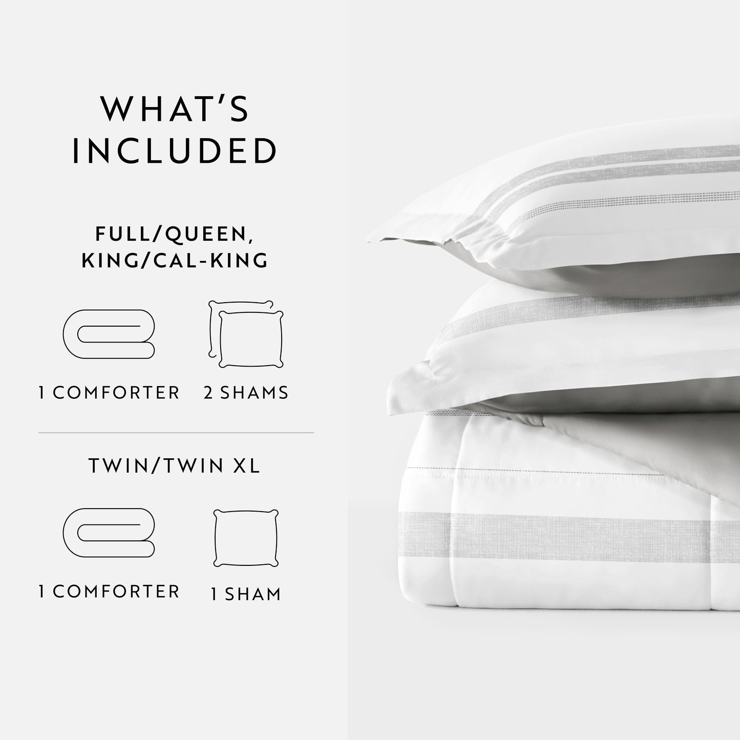 Stitched Stripe Reversible Patterned Down-Alternative Comforter Set