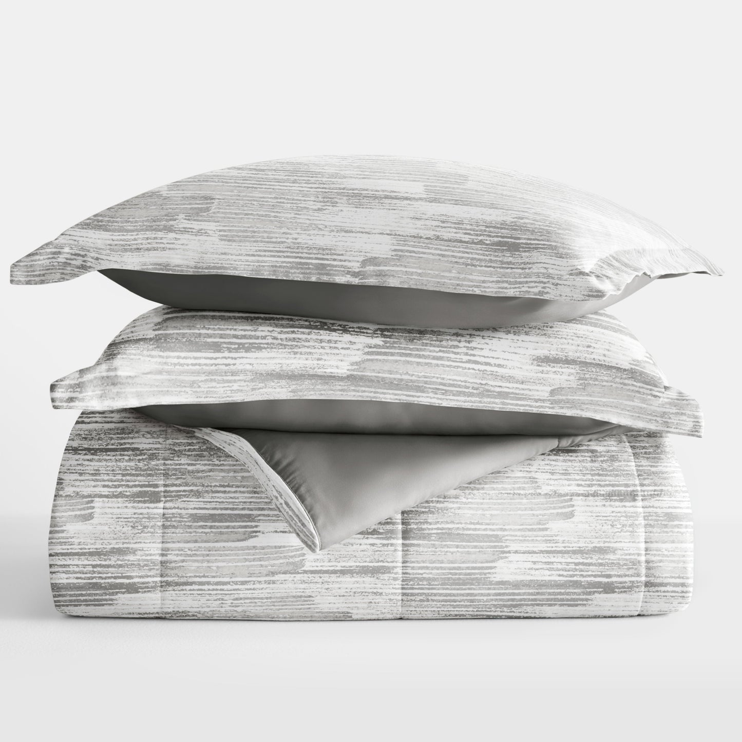 Textured Stripe Reversible Patterned Down-Alternative Comforter Set