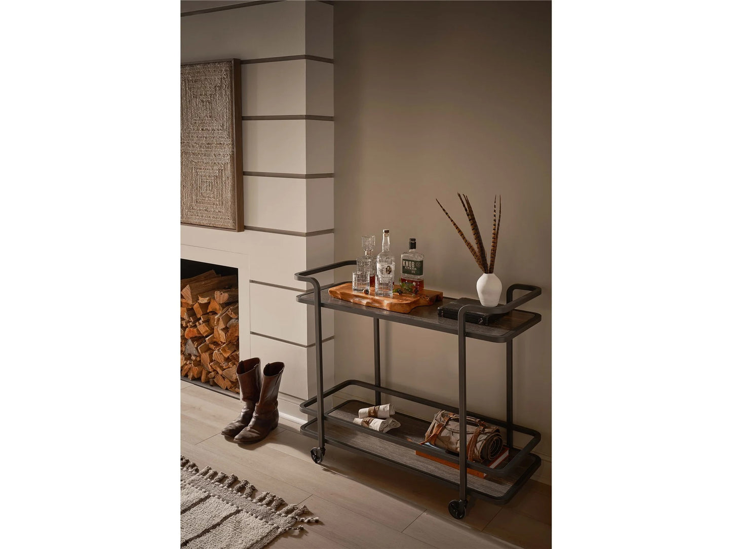 Universal - Sable & Desert-Modern Smoked Bronze Bar Cart