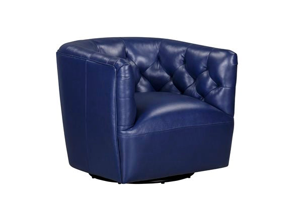 Leather Italia - Mira Swivel Chair in Blue